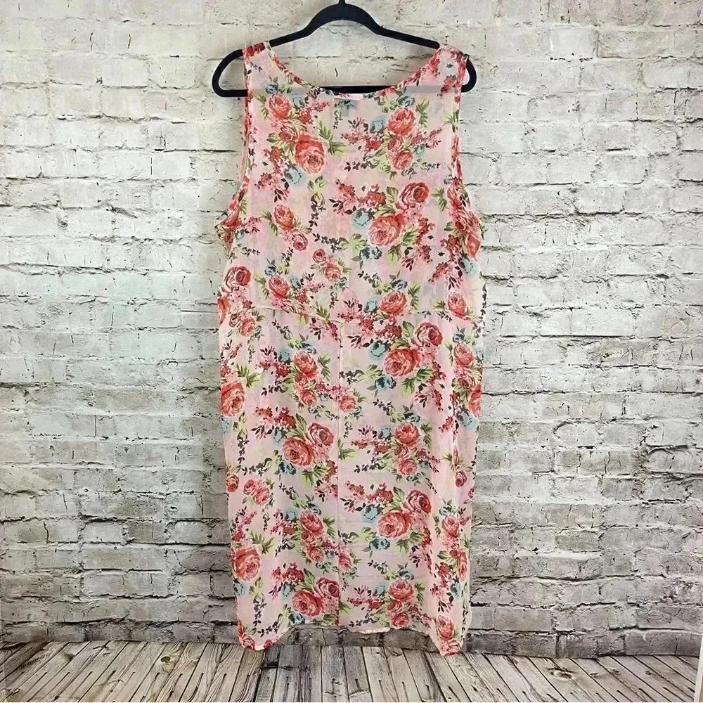 Torrid Size 1 1X 14/16 Button Down Floral Chiffon Hi Low Sleeveless Tunic Blouse - Picture 8 of 8